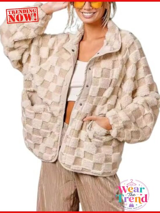 Jackets & Blazers - Fleece Jacket Fuzzy Oversized Sherpa Shacket Faux Fur Coat